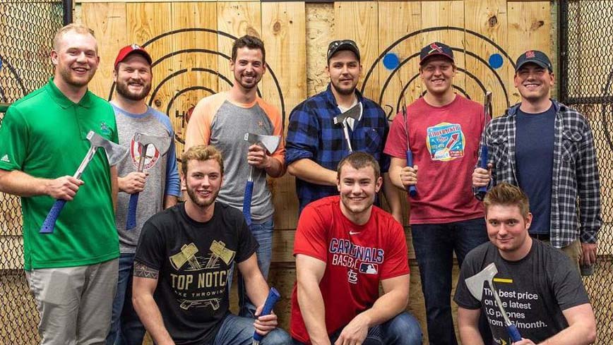 Team building at Top Notch Axe Throwing St. Louis